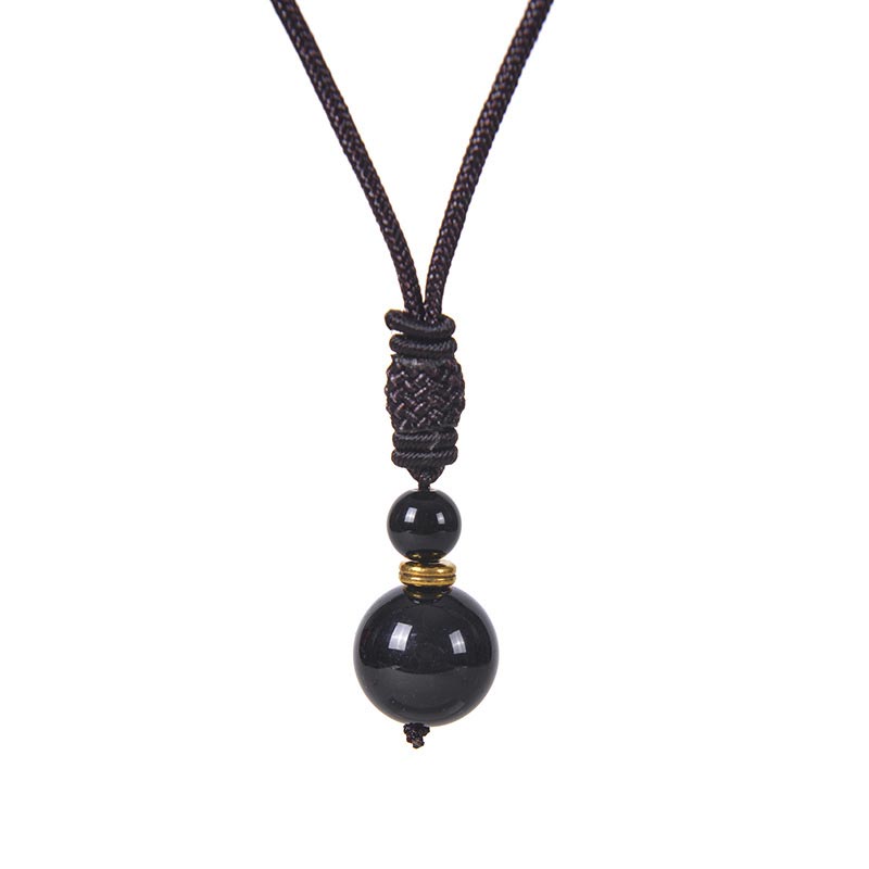 Buddha Stones Tibetan Jade Harmony Necklace - Obsidian - image 3