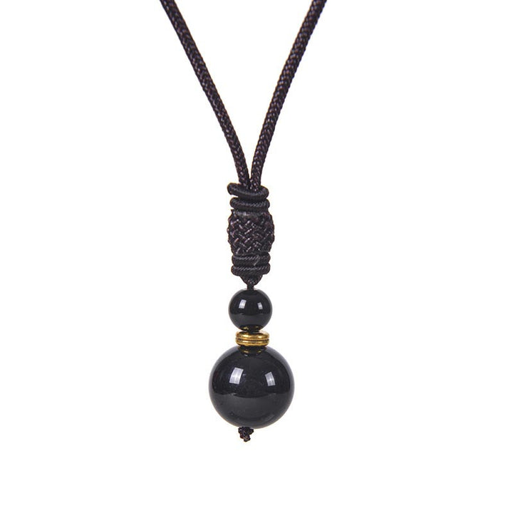 Buddha Stones Tibetan Jade Harmony Necklace - Obsidian - image 3