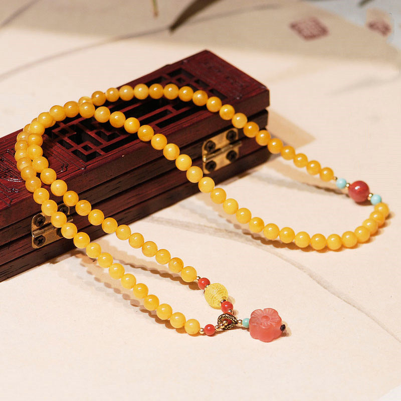 Amber Healing Balance Necklace Flower Charm Bracelet - image 2