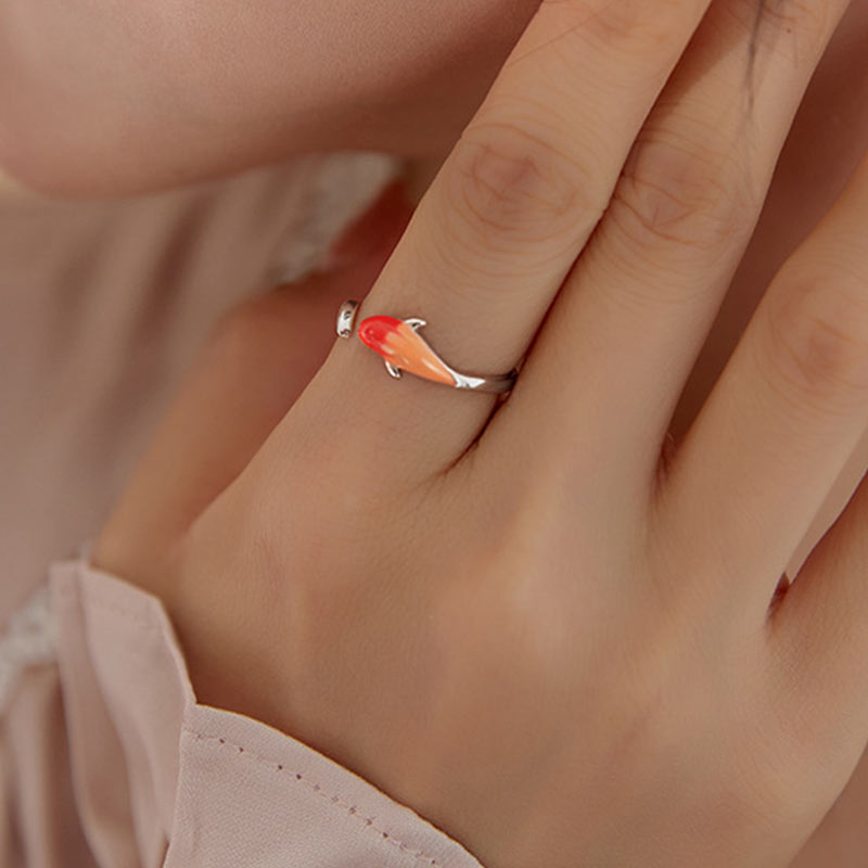 Buddha Stones Koi Fish Copper Balance Luck Adjustable Ring - image 2