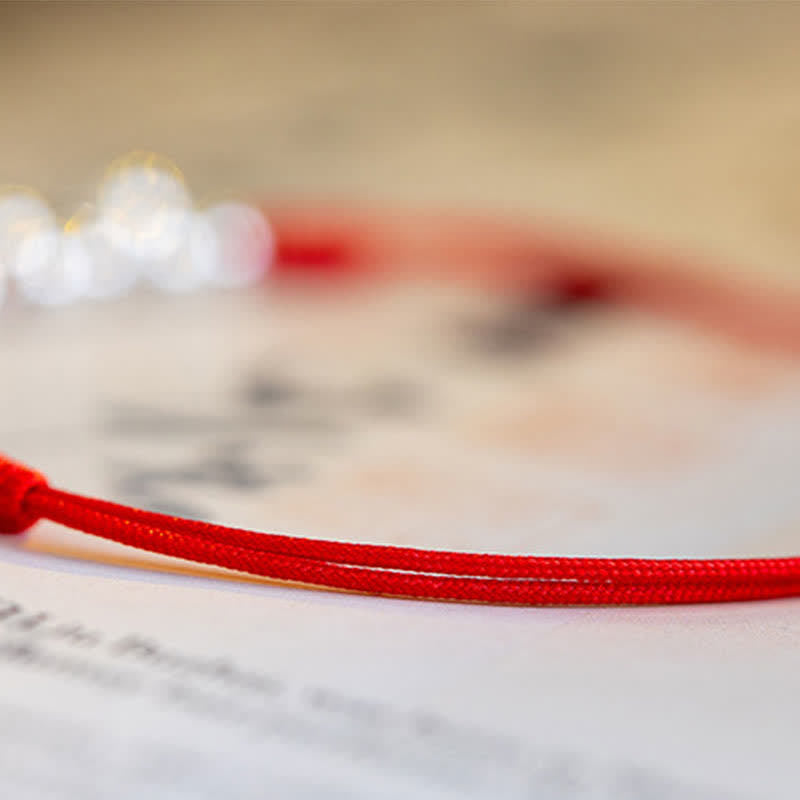 Buddha Stones 925 Sterling Silver Red String Braid Bell Charm Anklet - image 8
