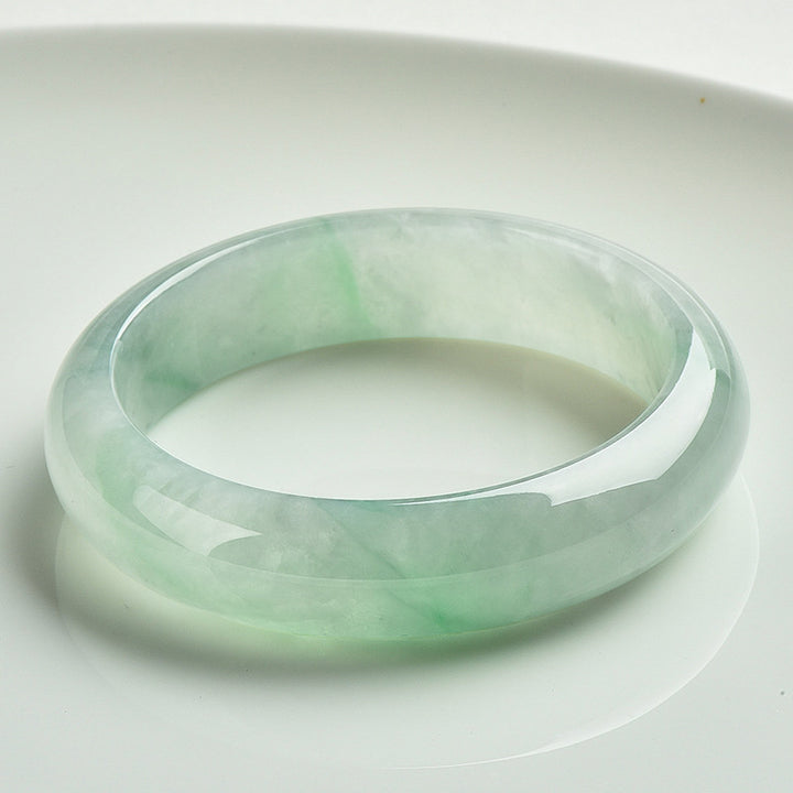 Buddha Stones  Natural Jade Prosperity Wealth Luck Bangle Bracelet - 63-64mm - image 0