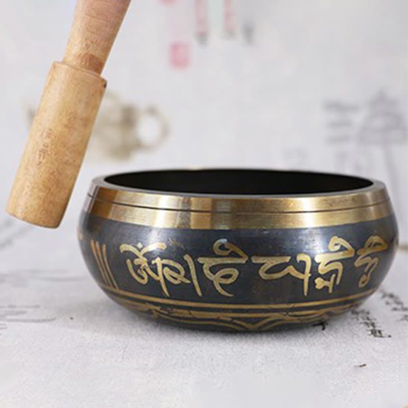 Buddha Stones Tibetan Meditation Bowl for Healing and Mindfulness Om Mani Padme Hum Singing Bowl - image 11