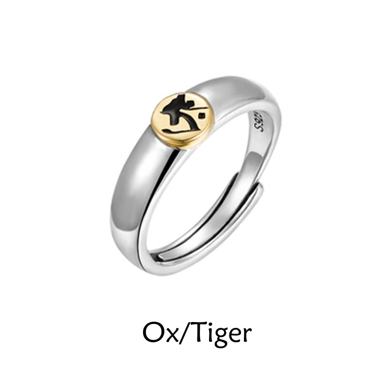 Buddha Stones Tibetan Om Mani Padme Hum Carved Chinese Zodiac Natal Buddha Peace Ring - Ox/Tiger - image 7