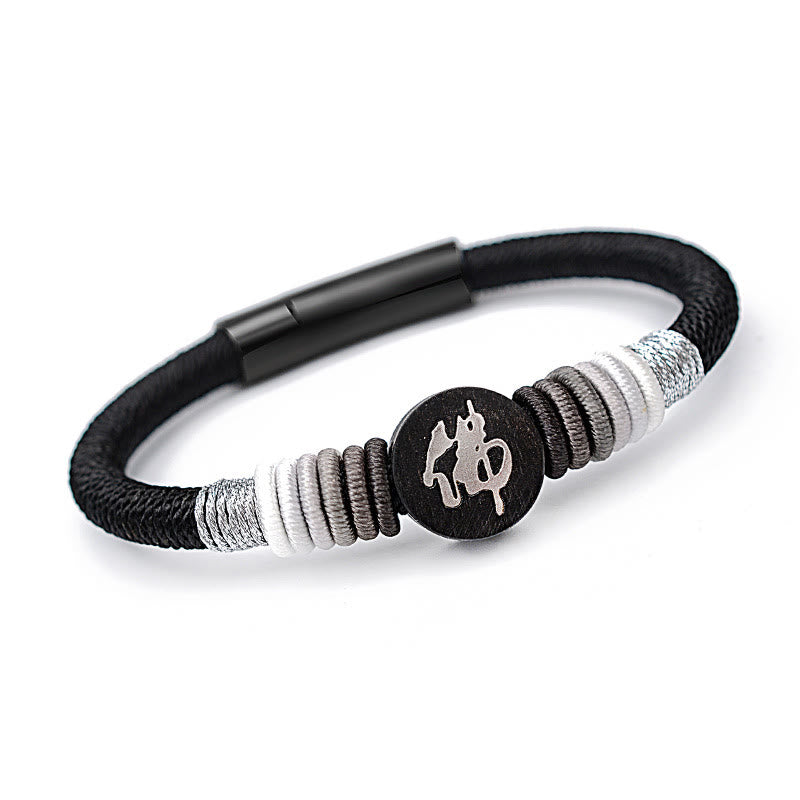Buddha Stones Buddha Character Ebony Handcrafted Rope Bracelet - Black - 18cm - image 16