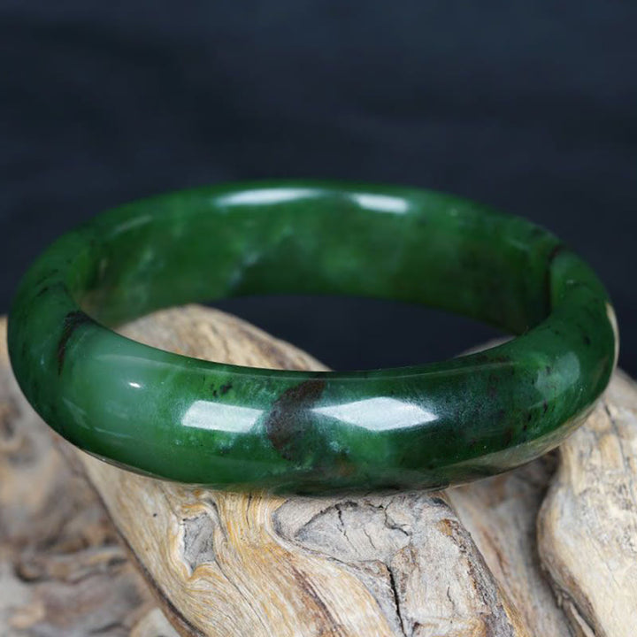 Buddha Stones Natural Hetian Cyan Jade Happiness Success Bracelet Bangle - image 8