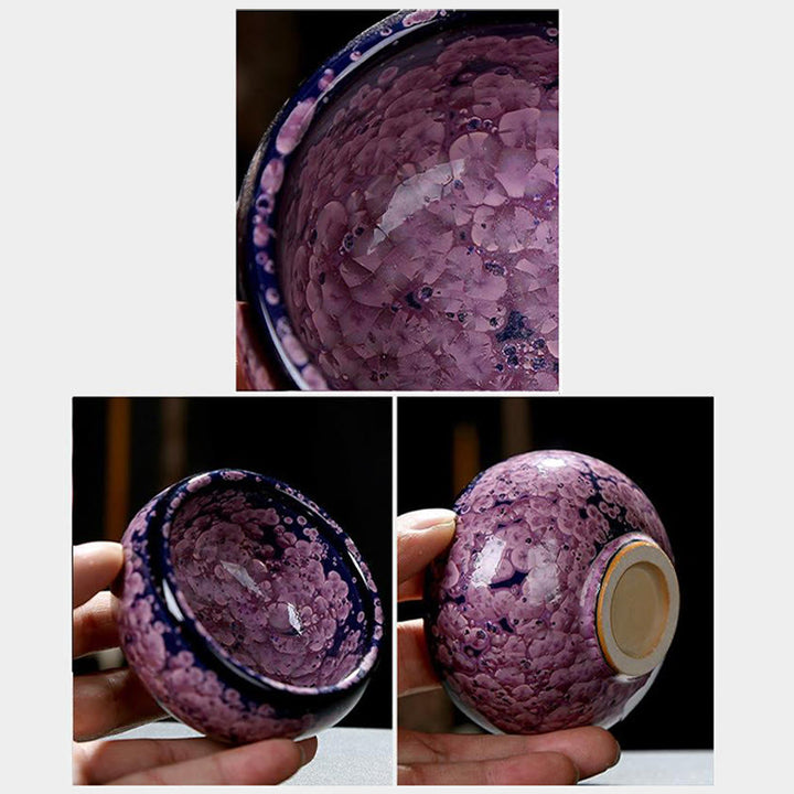Buddha Stones Colorful Iris Flowers Chinese Jianzhan Kiln Change Porcelain Teacup Tenmoku Kung Fu Tea Cup - image 12