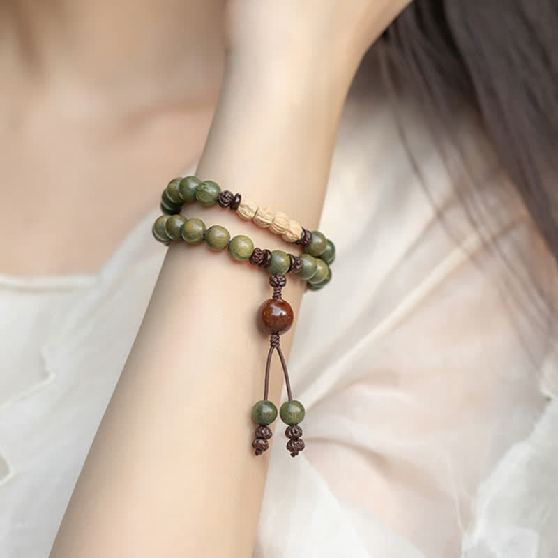 Buddha Stones Green Sandalwood Positive Peace Bracelet - image 3