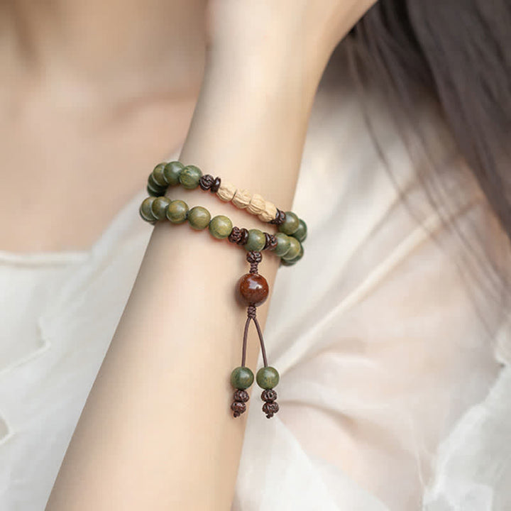Buddha Stones Green Sandalwood Positive Peace Bracelet - image 3