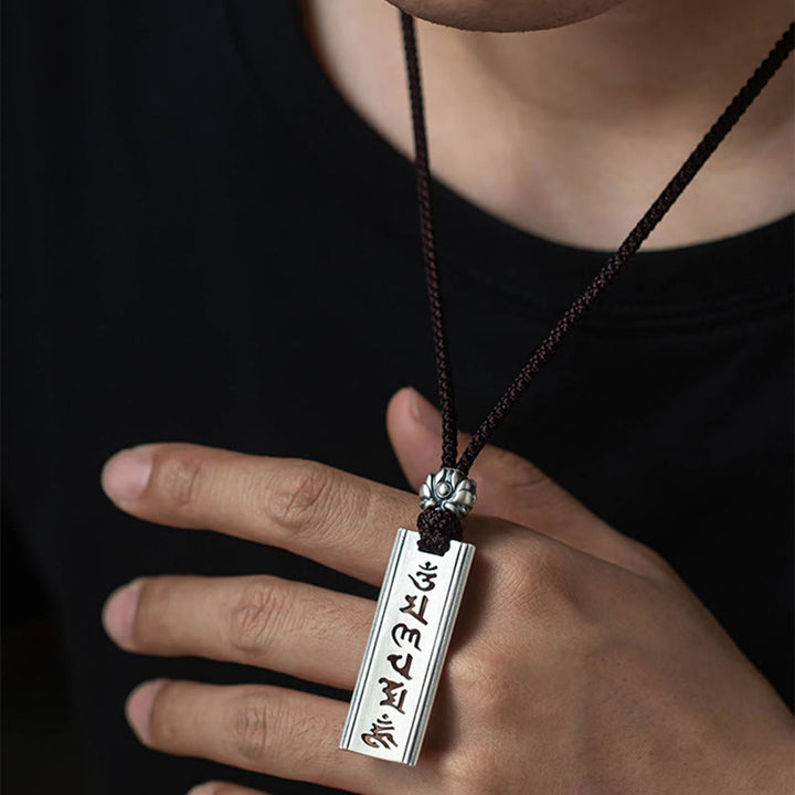 Buddha Stones 999 Sterling Silver Om Mani Padme Hum Engraved Lotus Wisdom Necklace Pendant - image 7