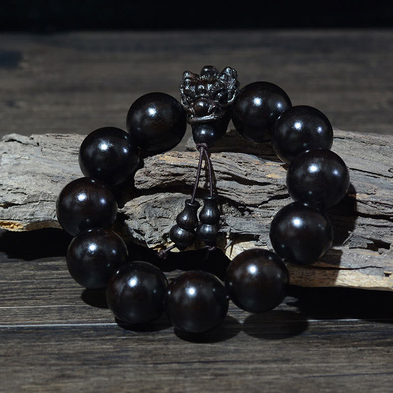Buddha Stones Rosewood Green Sandalwood Small Leaf Red Sandalwood Dragon Carved Protection Bracelet - image 17