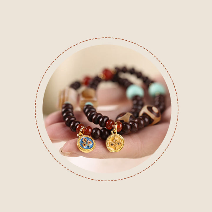 Buddha Stones Natural Tibet Purple Bodhi Seed Dzi Bead God of Wealth Wisdom Bracelet - image 13