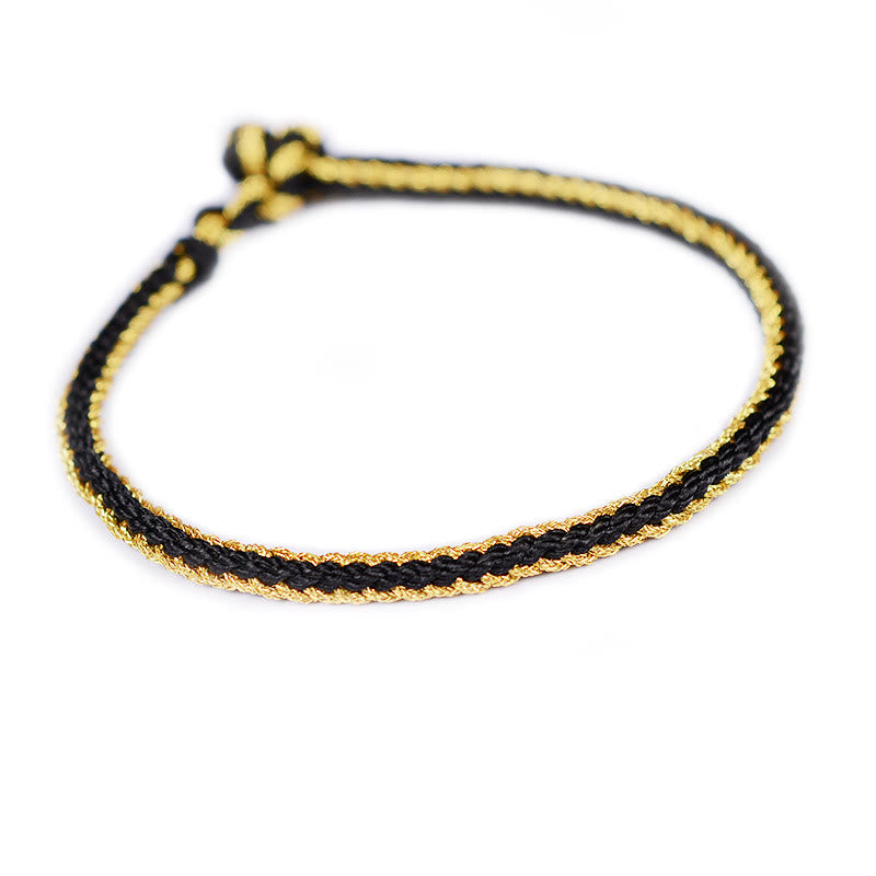 Buddha Stones Two-Color Rope Handcrafted Eight Thread Peace Knot Bracelet - Black Gold(Wrist Circumference 18cm) - image 10