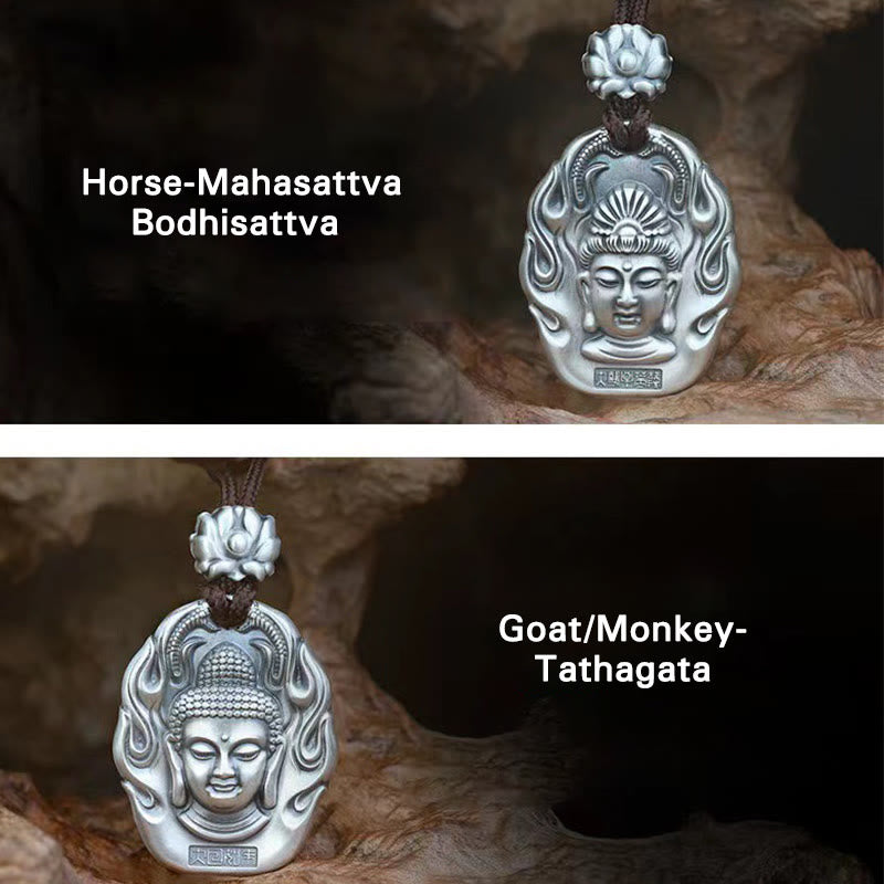 Buddha Stones Chinese Zodiac Natal Buddha Om Mani Padme Hum Lotus Compassion Necklace Pendant - image 22