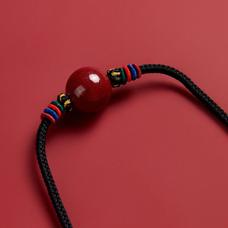 Buddha Stones Cinnabar Bead Blessing String Necklace Pendant - image 4