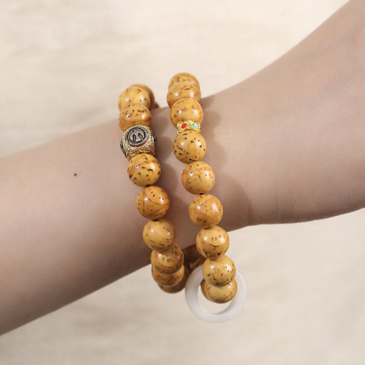 Buddha Stones Tibetan Natural Purple Gold Rat Bodhi Seed Wealth Double Wrap Bracelet - image 10