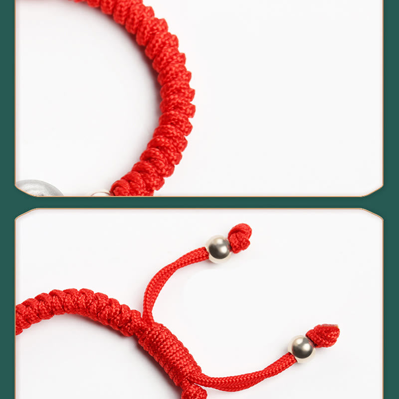 Buddha Stones 999 Sterling Silver Apple Red Multicolored Rope Luck Protection Handcrafted Kids Bracelet - image 11
