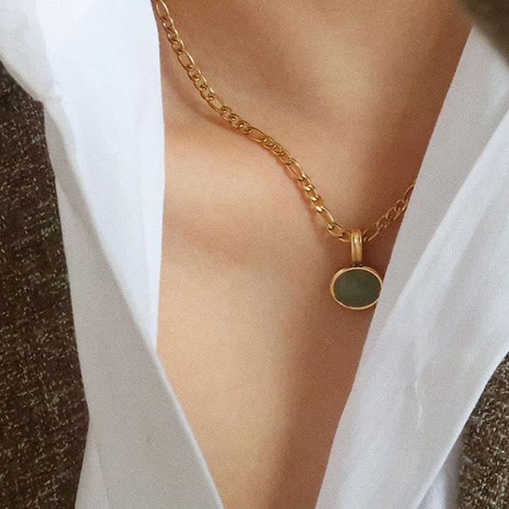 Oval Turquoise Strength Titanium Steel Necklace Pendant - image 4