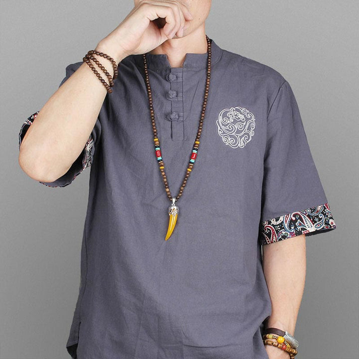 Wenge Wood Turquoise Stone Horn Style Protection Meditation Necklace Pendant - image 3