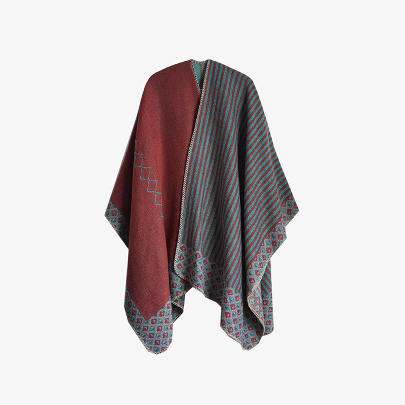 Buddha Stones Tibetan Shawl Striped Diamond Pattern Winter Warm Soft Scarf - image 19