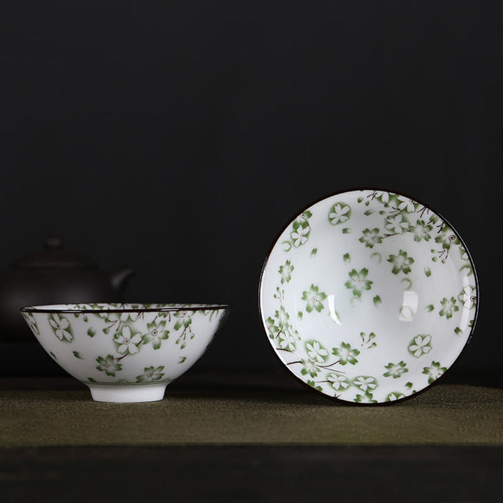 Buddha Stones Flowers Fu Character Mountains Lotus Cherry Blossoms Ceramic Teacup Kung Fu Tea Cup - Green Cherry Blossoms 8.5cm*4cm*90ml - image 21