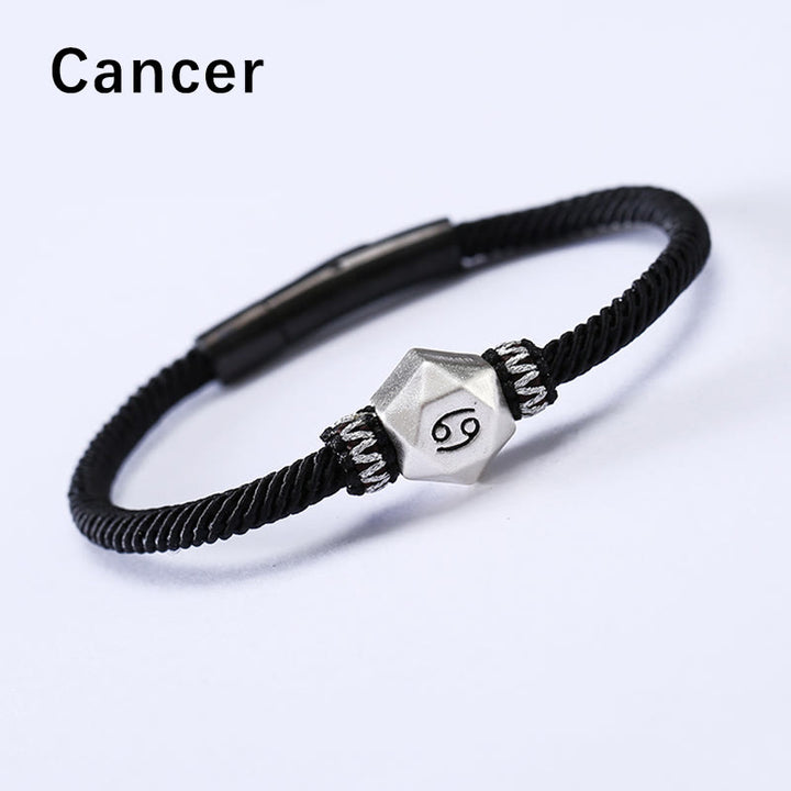 Buddha Stones 999 Sterling Silver 12 Constellations of the Zodiac Protection Handmade String Bracelet - Cancer - 19CM - image 5