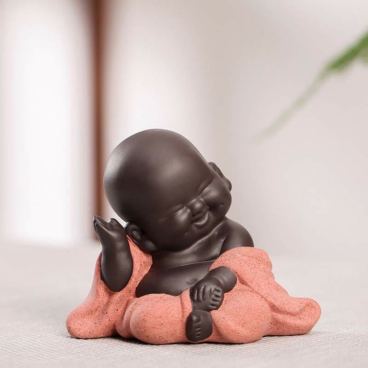 Buddha Stones Always Smiling Laughing Buddha Wealth Luck Purple Clay Maitreya Statue Decoration - Happy Laughing Buddha - image 9