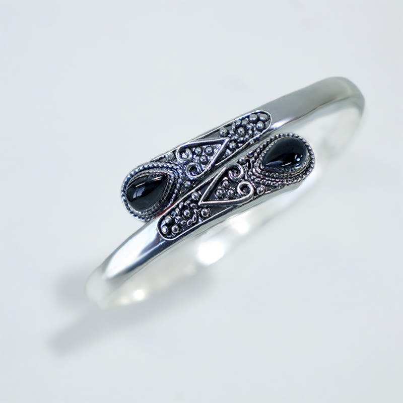 Buddha Stones Zircon Water Drop Pattern Healing Cuff Bracelet Bangle - image 6