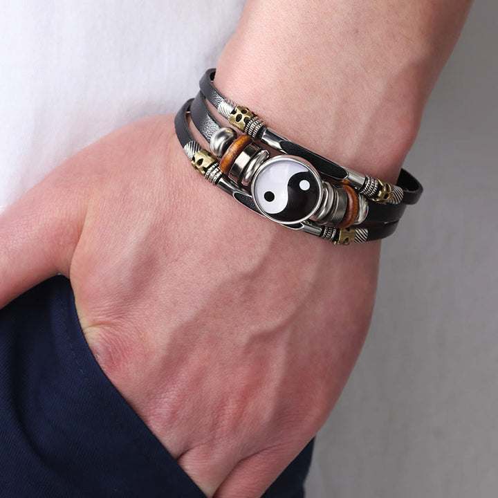 Buddha Stones Yin Yang Leather Balance Bracelet - image 10