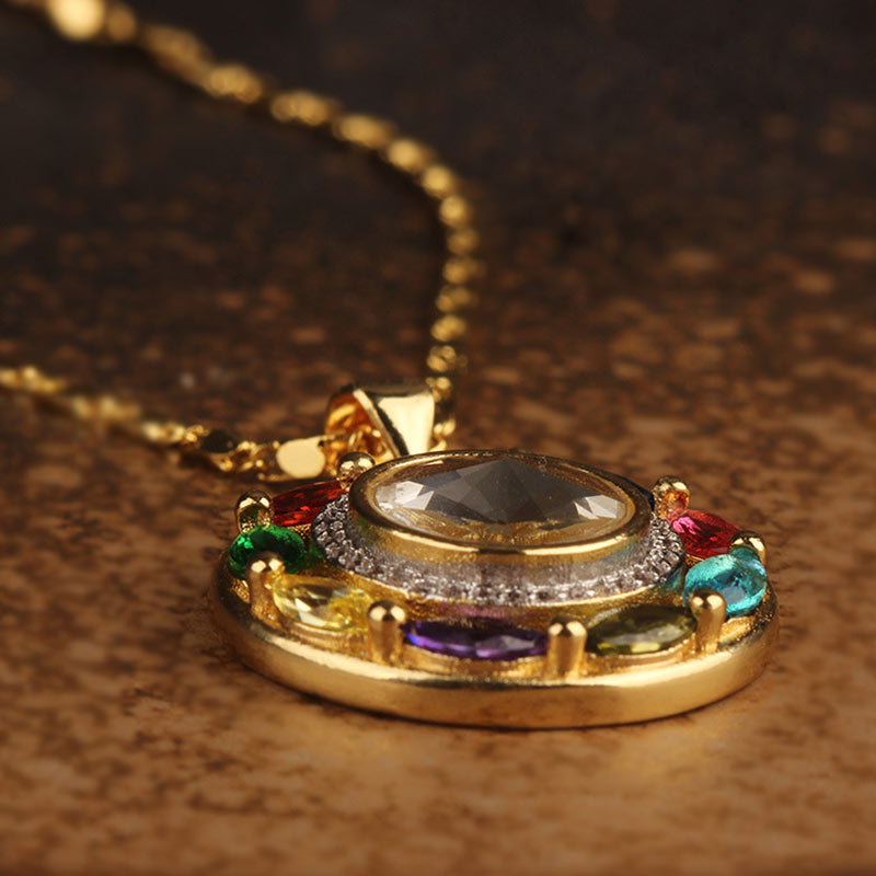 Buddha Stones Colorful Zircon Copper Wealth Luck Rotation Bracelet Necklace Pendant - image 5