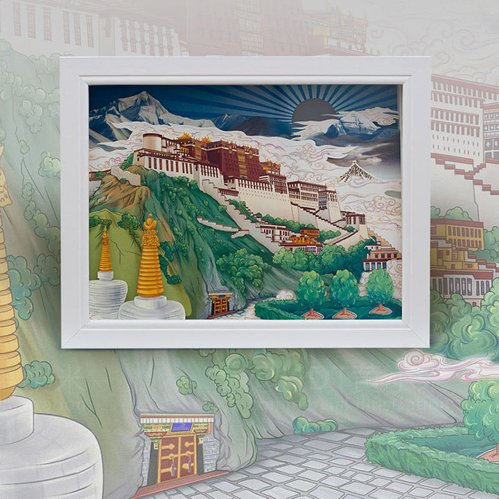Tibet Potala Palace Paper LED Carving Lamp Art Night Lights Creative LED Table Lamp - image 1