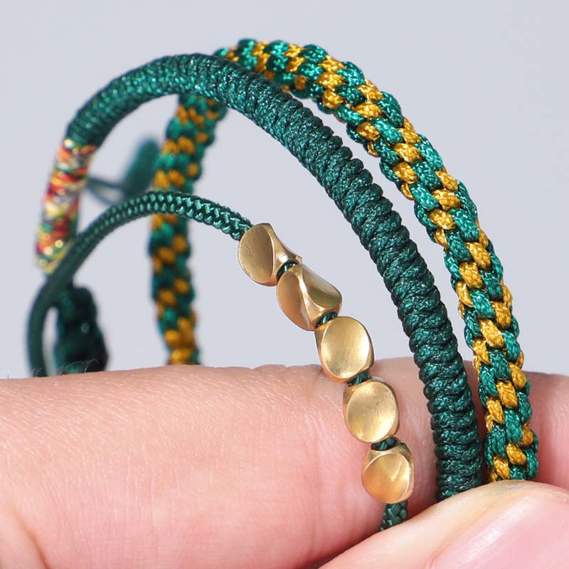 Buddha Stones 3 PCS Tibetan Copper Beads Healing Protection Luck Bracelet Set - image 16