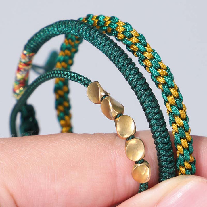 Buddha Stones 3 PCS Tibetan Copper Beads Healing Protection Luck Bracelet Set - image 16