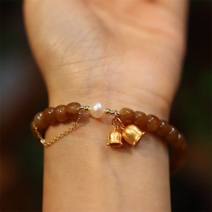 Buddha Stones 925 Sterling Silver Natural Hetian Jade Lily Of The Valley Charm Bracelet - image 4