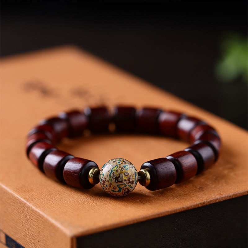 Buddha Stones Natural Green Sandalwood Small Leaf Red Sandalwood Lacquer Bead Peace Bracelet - Small Leaf Red Sandalwood(Balance♥Calm)(Wrist Circumference 14-17cm) - image 8