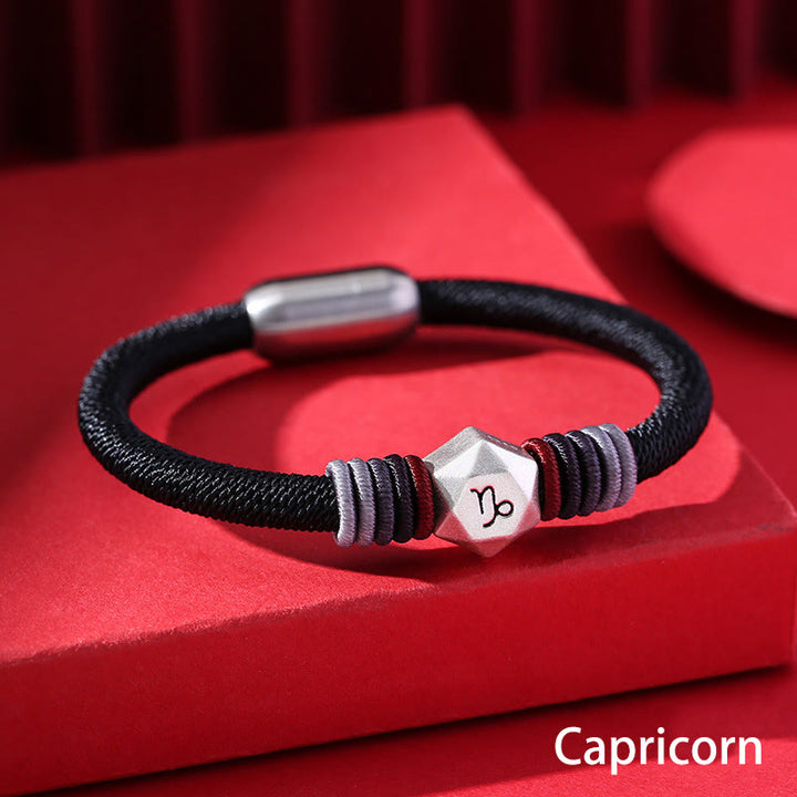 Buddha Stones 999 Sterling Silver 12 Constellations of the Zodiac Blessing Handmade String Bracelet - Capricorn - image 16