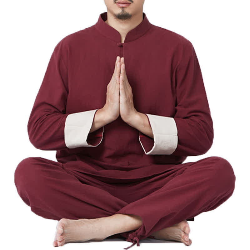 Buddha Stones Spiritual Zen Meditation Yoga Prayer Practice Cotton Linen Clothing Men's Set - image 4