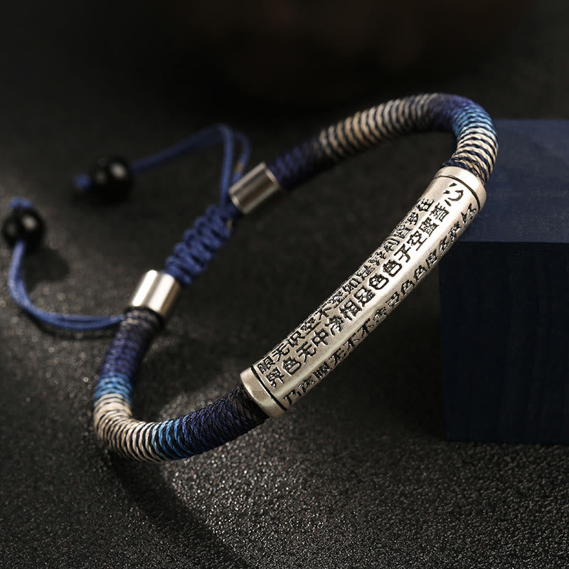 Buddha Stones 999 Sterling Silver Heart Sutra Calm Handmade Braided Bracelet - image 2