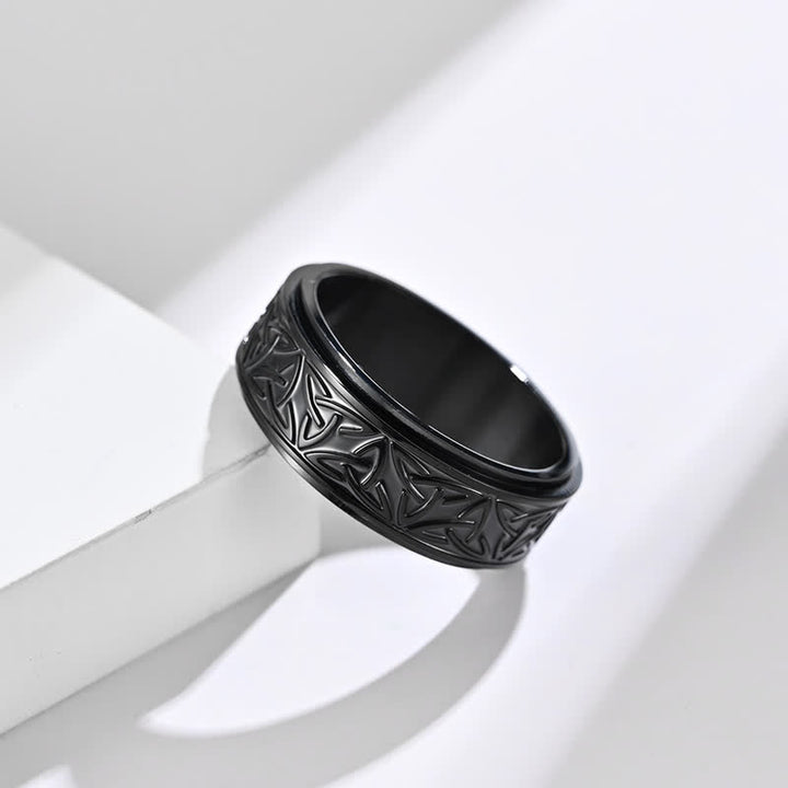 Buddha Stones  Triangle Knot Triquetra Titanium Steel Calm Rotatable Ring - image 7