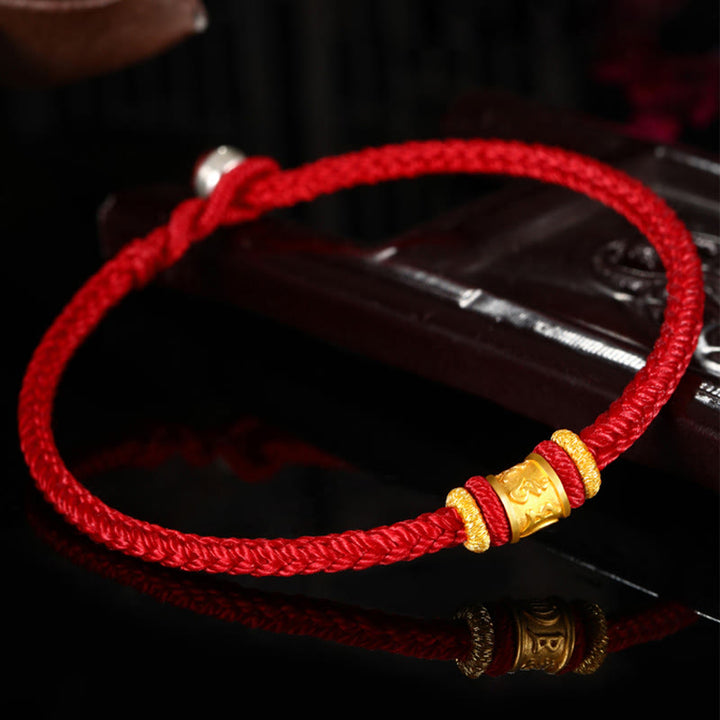 Buddha Stones Tibet 999 Gold Om Mani Padme Hum Engraved Protection Lucky Bead Bracelet - image 3