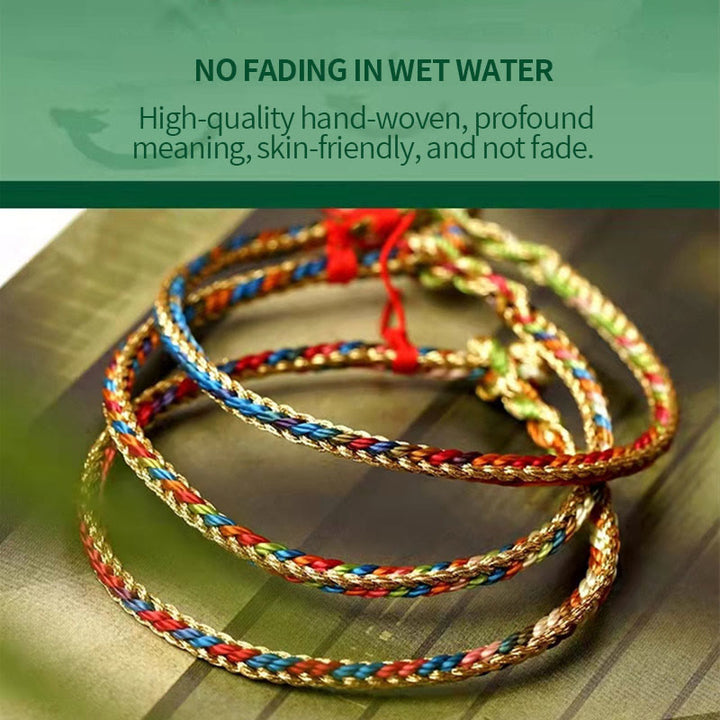 Buddha Stones 925 Sterling Silver Fu Character Zongzi Pattern Multicolored String Luck Handmade Braided Bracelet - image 15
