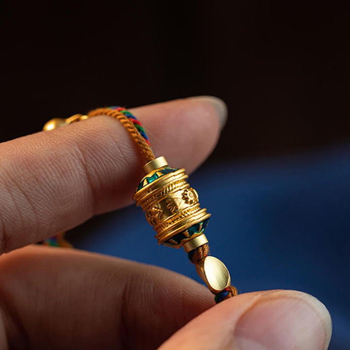 Buddha Stones Tibetan Handmade Om Mani Padme Hum Prayer Wheel Protection Strength String Bracelet - image 8