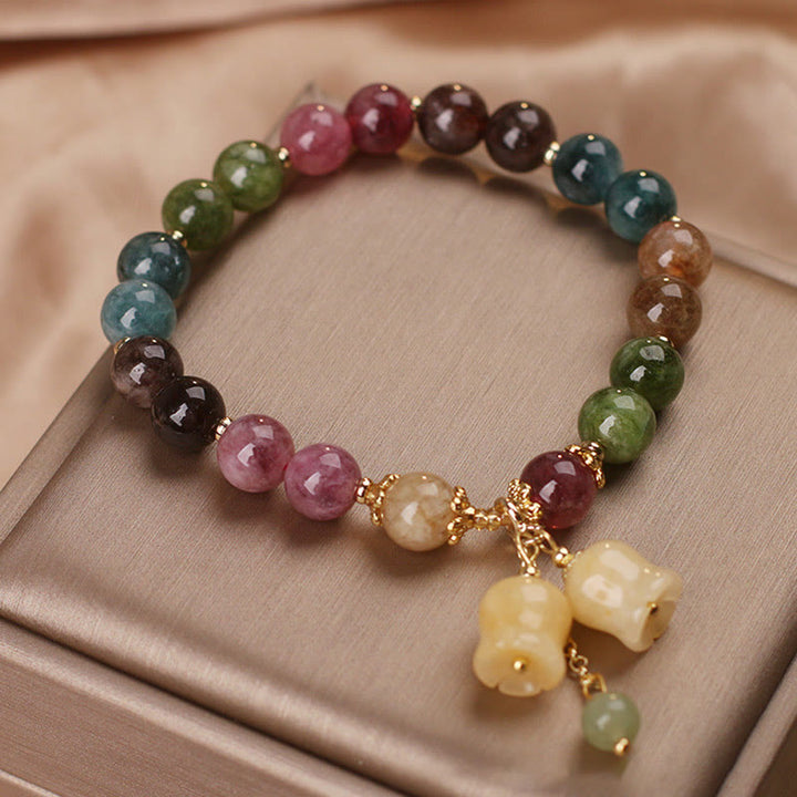 Buddha Stones Natural Colorful Tourmaline Flower Bead Love Bracelet - image 3