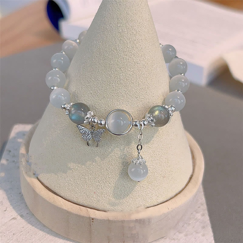 Buddha Stones Cat's Eye Moonstone Butterfly Star Charm Support Bracelet - image 3