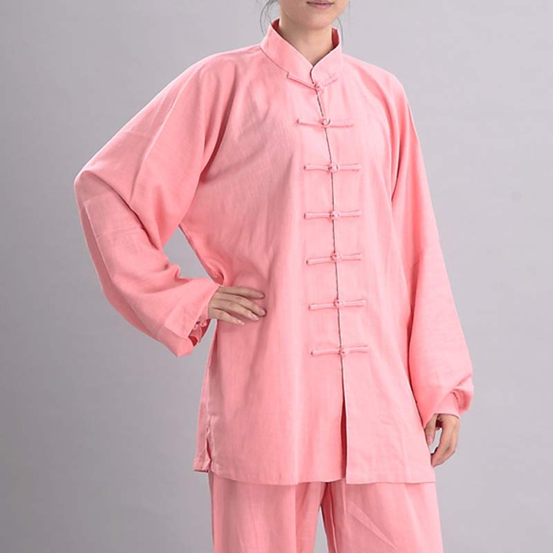 Buddha Stones Meditation Zen Prayer Spiritual Tai Chi Qigong Practice Unisex Embroidery Clothing Set - Pink Long Sleeve - US12，UK/AU16，EU44 (2XL) - image 8