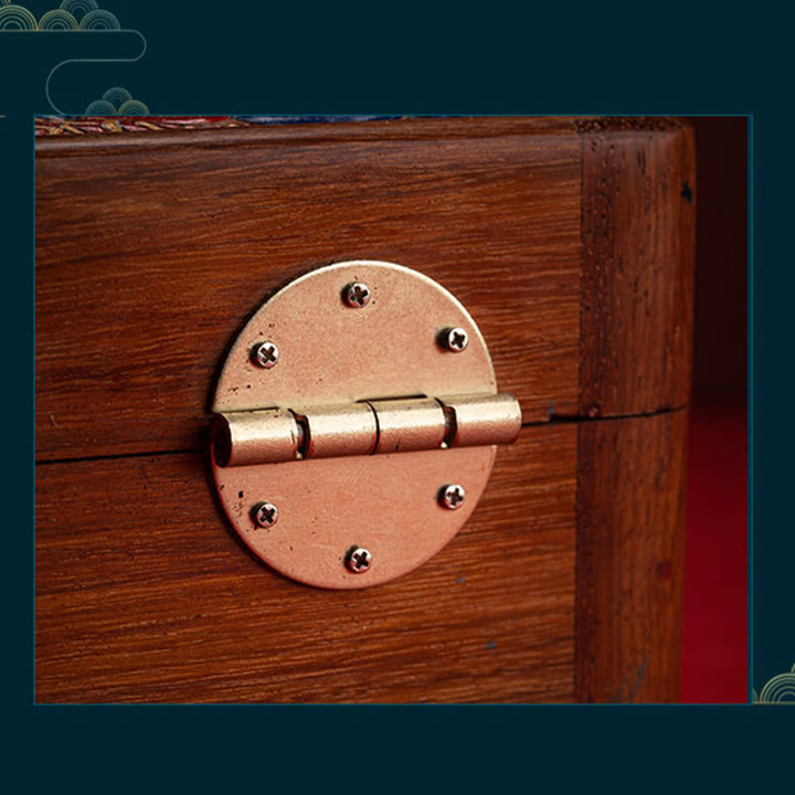 Retro Handmade Floral Pattern Rosewood Jewelry Storage Box Lockable Wooden Gift Organizer Box - image 12