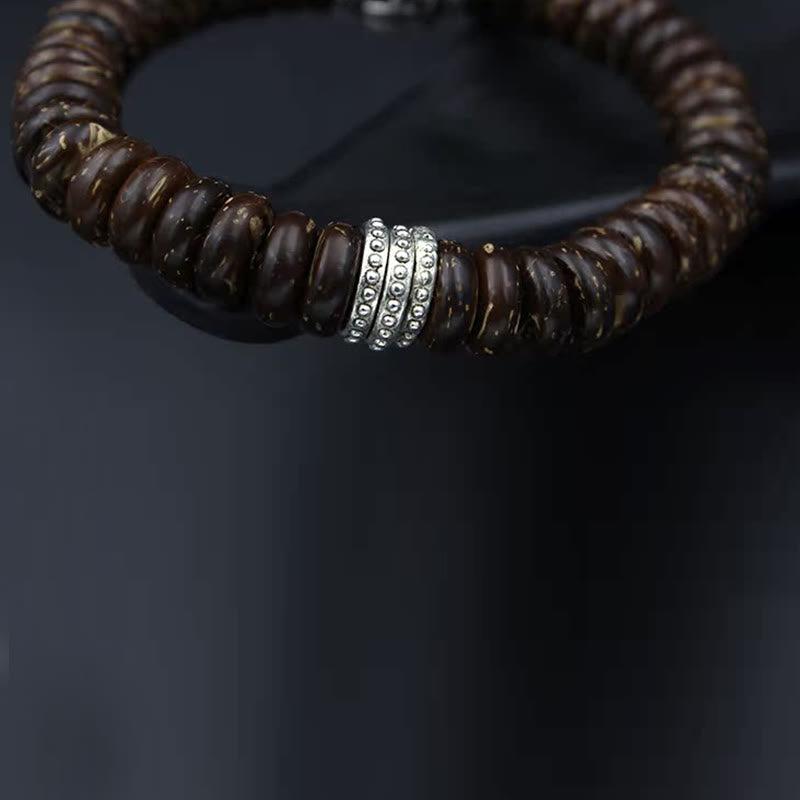 Buddha Stones Natural Tibetan Coconut Shell Om Mani Padme Hum Positive Bracelet - image 17