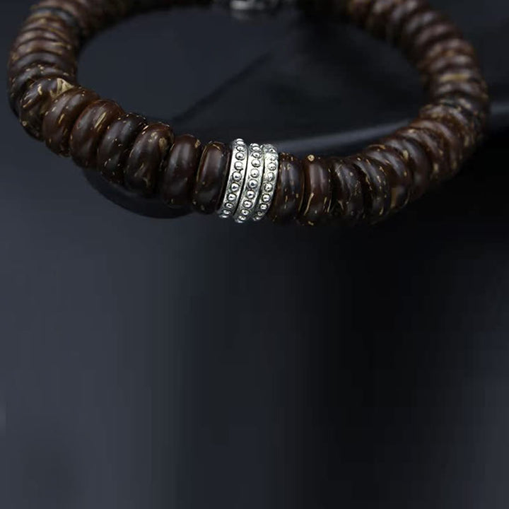 Buddha Stones Natural Tibetan Coconut Shell Om Mani Padme Hum Positive Bracelet - image 17