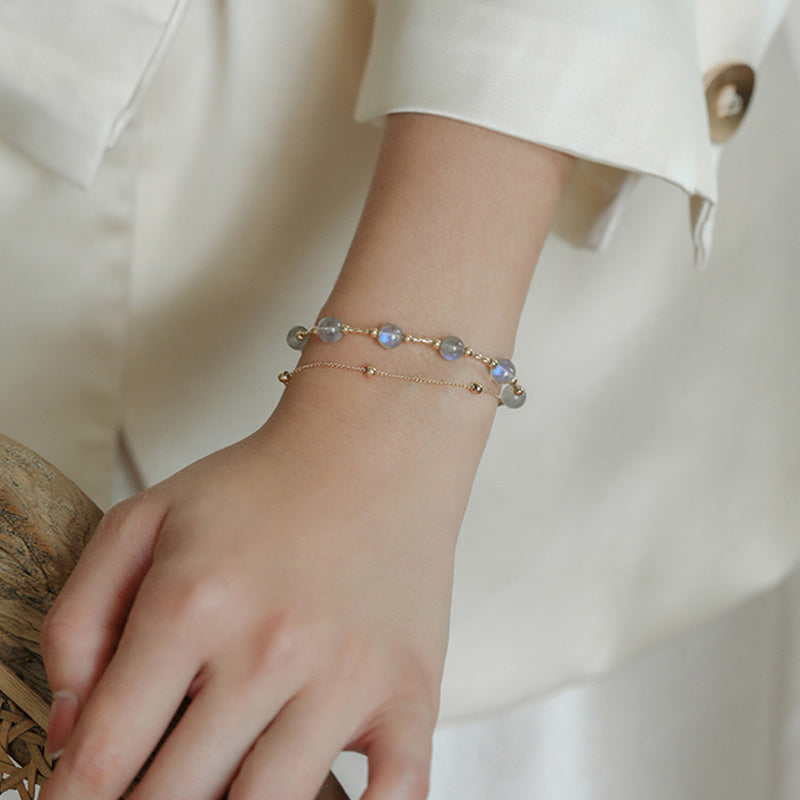 Buddha Stones Moonstone Positive Charming Chain Bracelet - image 5