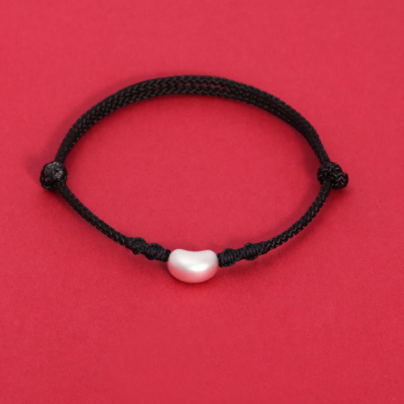 Buddha Stones 999 Sterling Silver Bean Design Luck Connection Handmade Braided Bracelet - Black(Wrist Circumference 14-19cm) - image 11